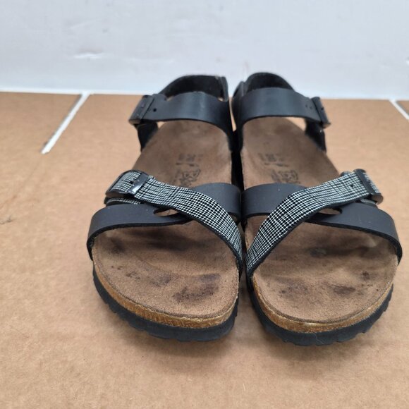 Birki's By birkenstock Womens EU 37 Lillie Black Plaid Ankle Strap Sandals - Picture 2 of 9